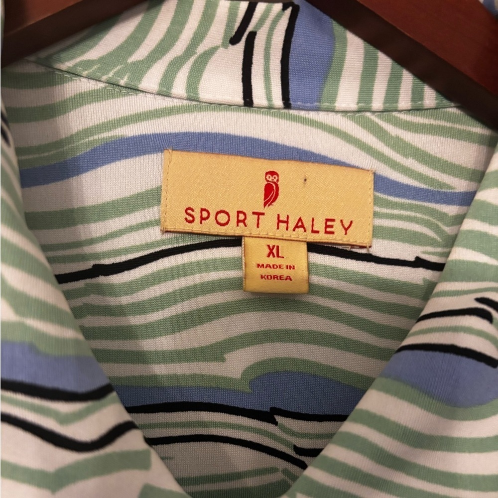 Sport Haley Striped Sleeveless Golf Polo Tank Top - Blue and Green - size xl - Picture 5 of 5